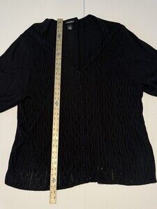 Maggie Barnes Sz 3X Flowy Cardigan Sweater Button Metallic Classic SKU222